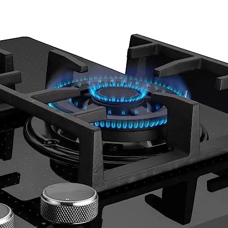Kaff NVH 804 Built-in Hob |high-Efficiency Full Brass Burners | Tempered Glass with Unique Dotted Design