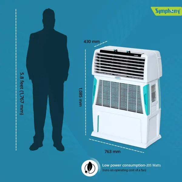 Symphony Touch 80 Room Air Cooler 80-litres (White)