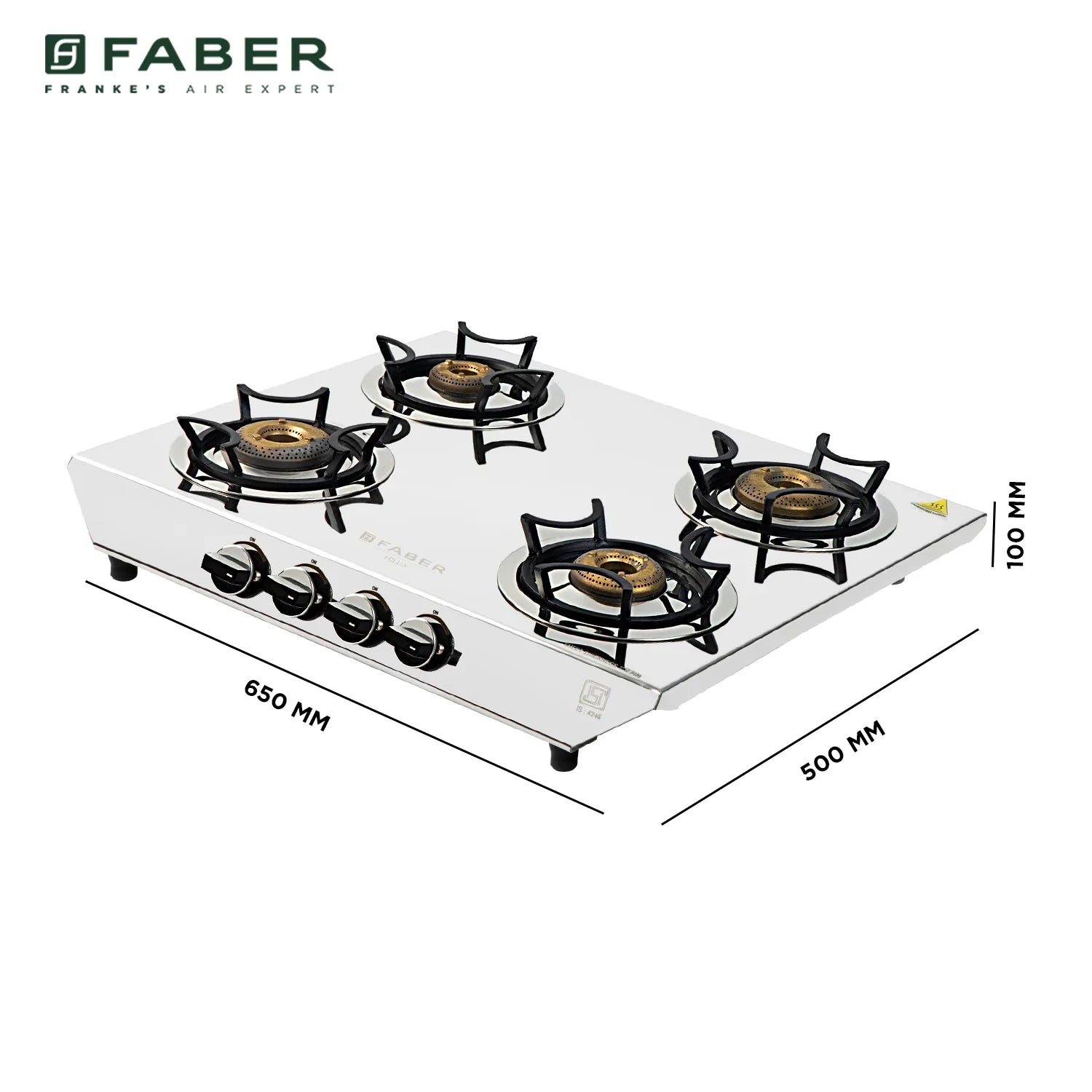 faber HOB COOKTOP HILUX MAX 4BB SS Manual Ignition