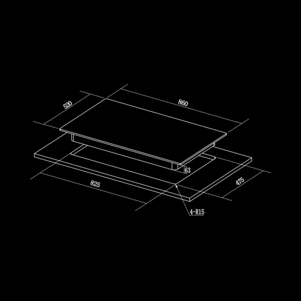 Hafele ALTIUS FS 490 86cm 4 Burner Built-in Fully Sealed Gas Hob | Matt Black Glass