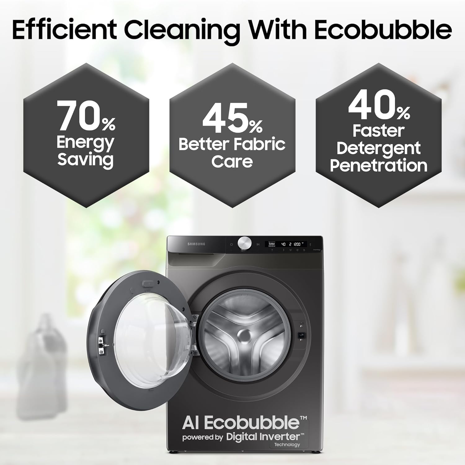 Samsung 8kg 5-Star AI Control Front Load Washing Machine (WW80T504DAX1TL) with AI Eco Bubble, Wi-Fi, Digital Inverter Motor