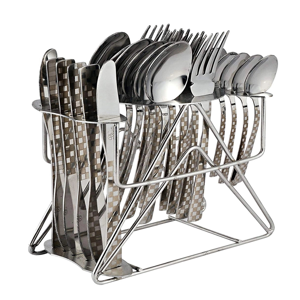 Dinette Lazer Checks Elantra Cutlery Set, 25-Piece, Silver