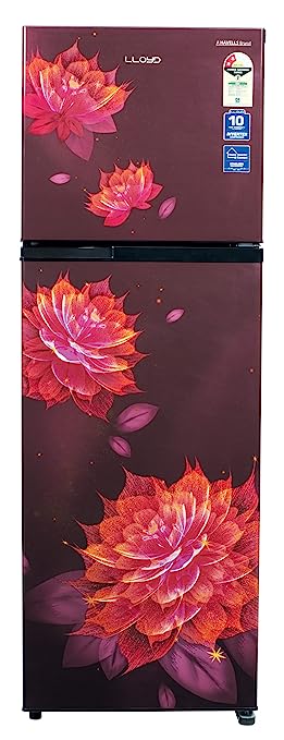 Havells-Lloyd Refrigerator Double Door 262L 3Star Inverter Sakura Red Toughened Glass/3N GLFF273ASRT1PB