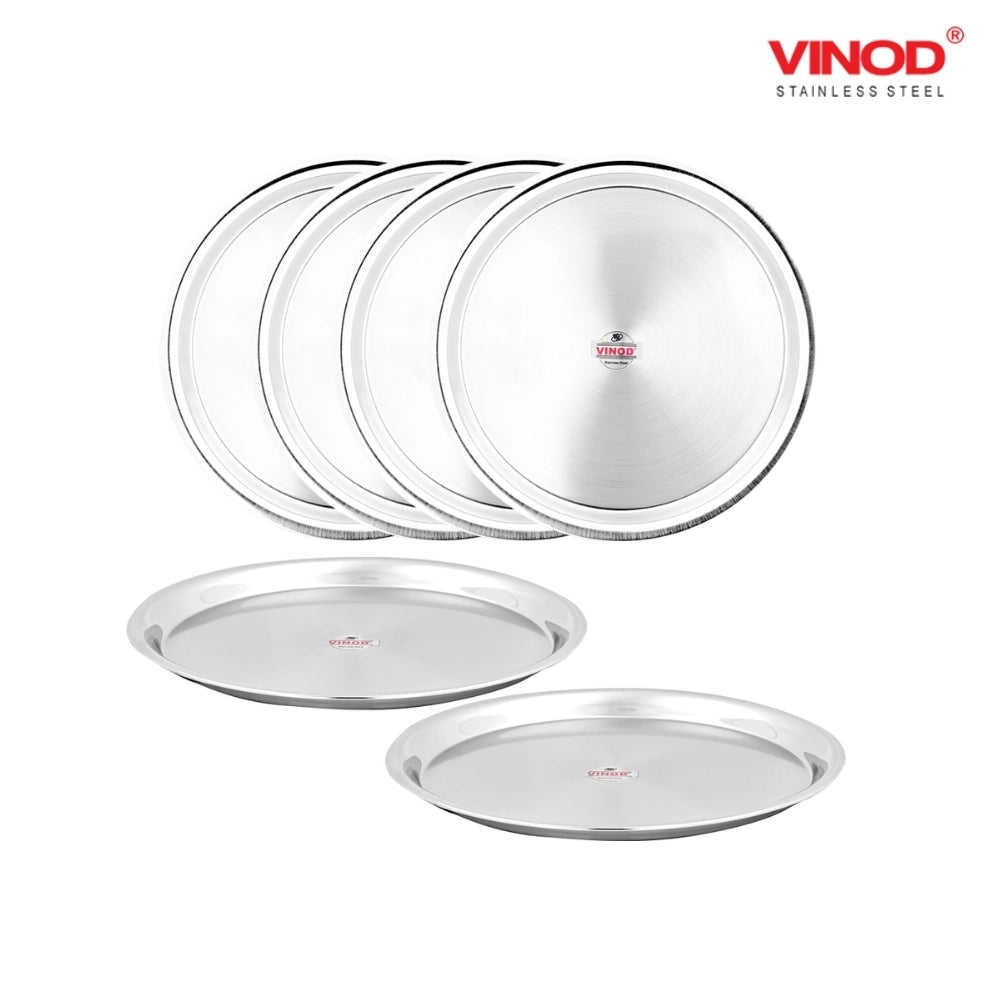 Vinod Stainless Steel Two Tone German Bogi Dish ?ó?é¼?Ç£ Serving Dish / Salad Plate / Snack Plate Set - 6 pieces, 18.5cm