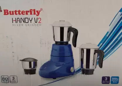 Butterfly Handy V2 550W 3 Jar Mixer Grinder 550 Mixer Grinder (3 Jars, Blue)