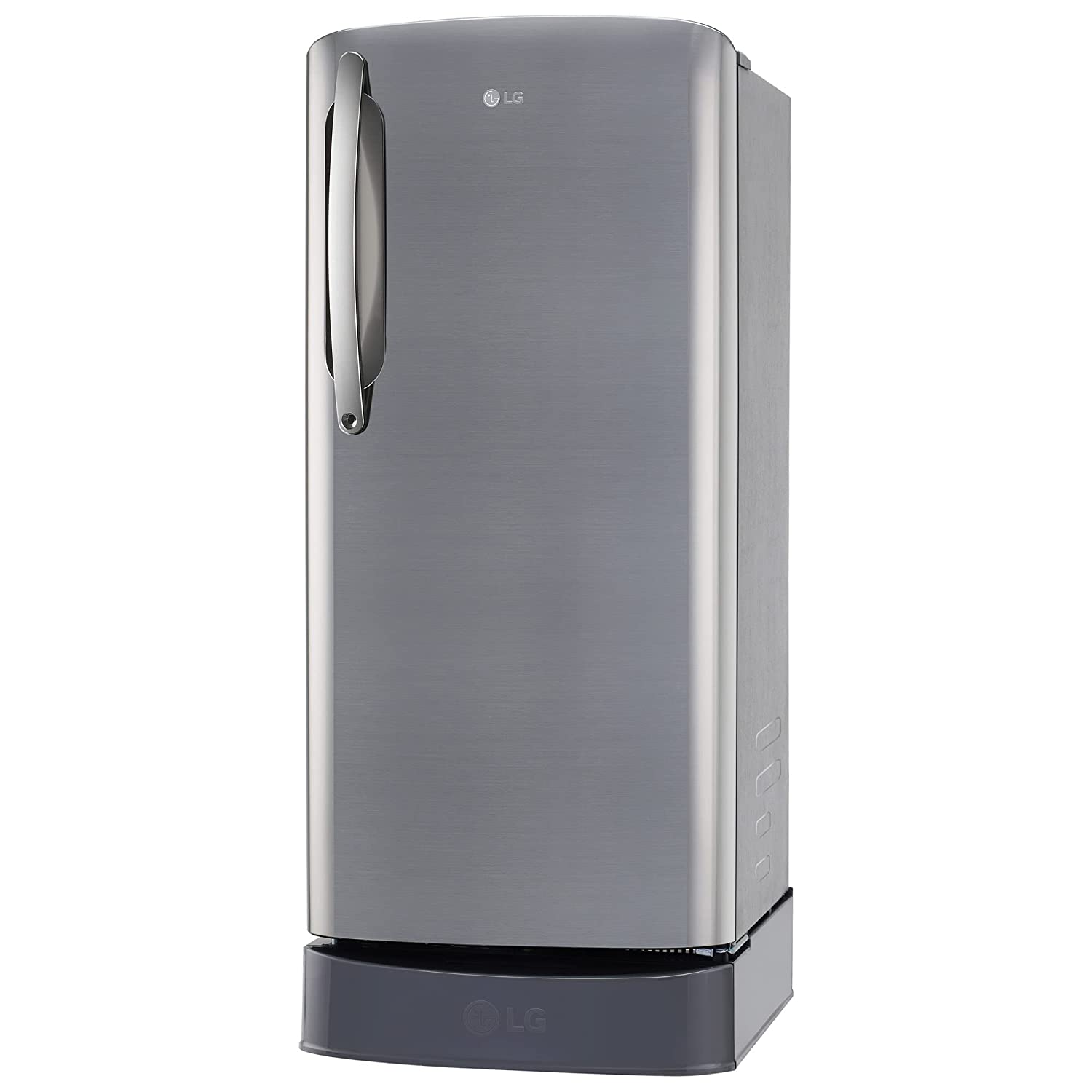 LG 201 L 5 Star Inverter Direct-Cool Single Door Refrigerator (GL-D211HPZZ, Shiny Steel, Base stand with drawer & Smart connect, Gross Volume- 204 L)
