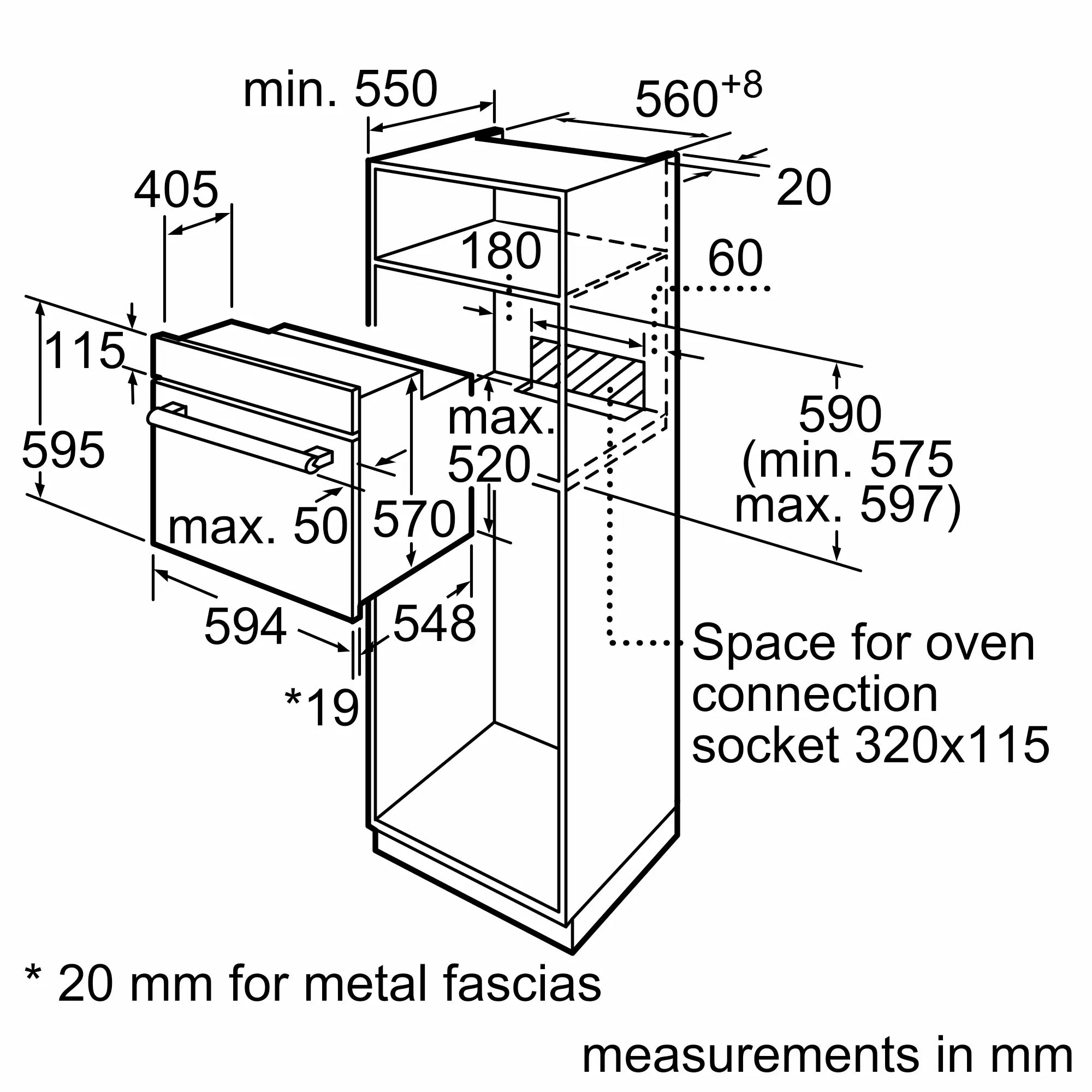 Bosch 66 L Series 2 built-in oven with 3D hot air 60 x 60 cm (HBF031BA0I, Black)