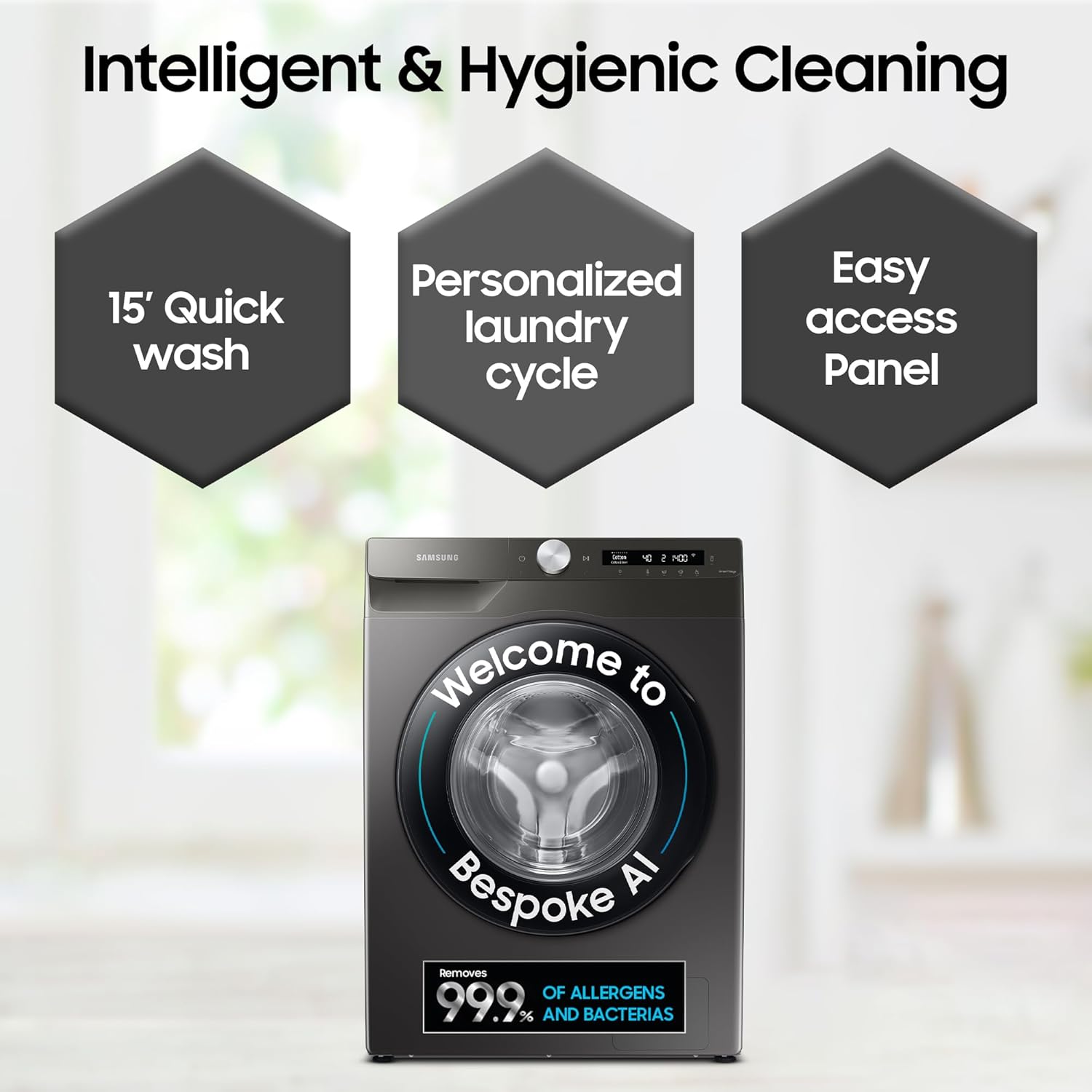 Samsung WW70T502NAN1TL AI Front Load Washer 7kg 5 Star Energy