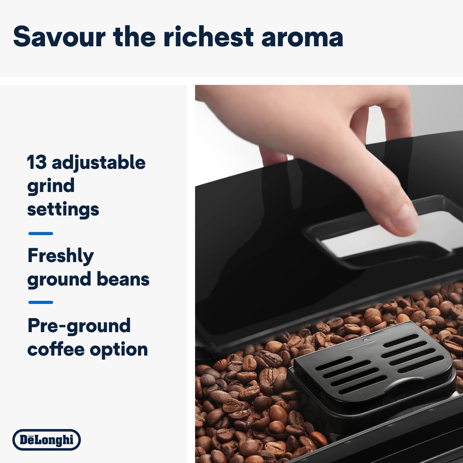 Delonghi Ecam22.110.B|Magnifica|Bean To Cup Fully Automatic Coffee Machine With Adjustable Grinder|Espresso,Cappuccino,Latte & More Recipe Options|15 Bar Pressure|Free Demo & Installation(Bla