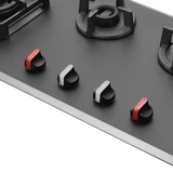 CRYSTAL NOIR 1104 Built-in Hob - Frosted Black Glass Finish, 4 Burners for Effortless Cooking