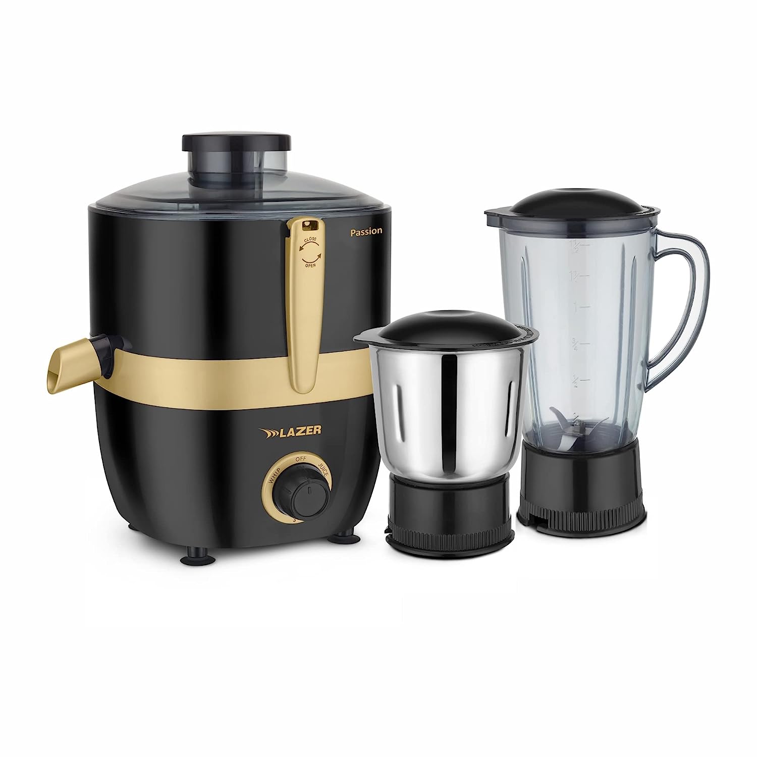 Lazer Passion 2 jars 500W Juicer Mixer Grinder (Black Gold)