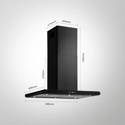 KAFF CANARY BF 90 IS B | Dual Side Touch Control | Island Chimney, Round Edges, 4 Speed Gesture Controls with Digital Display, Matte Black Finish 90cm