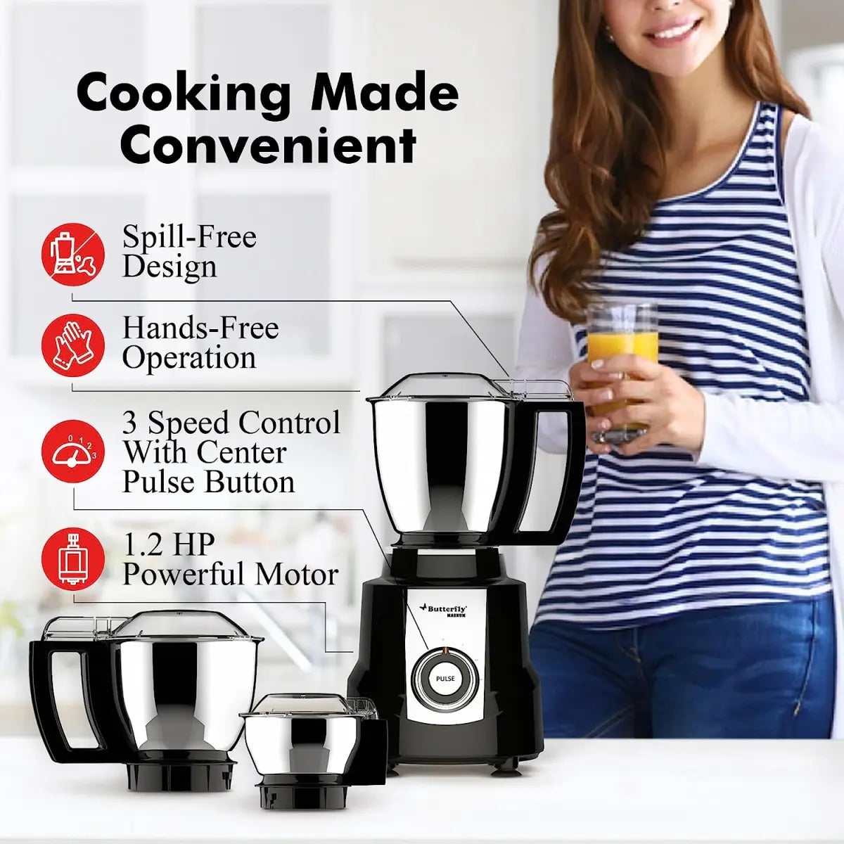 Butterfly Magnum 1.2 HP Mixer Grinder 3 Jar