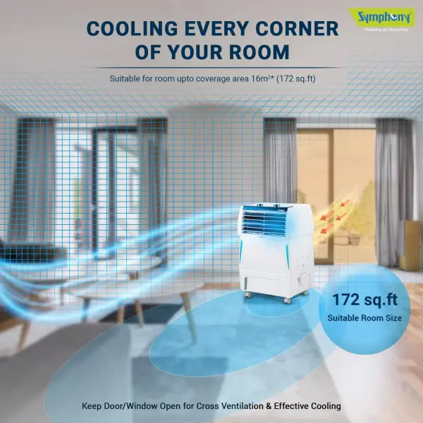 Symphony Touch 20 Personal Room Air Cooler 20-litres, Honeycomb Pad