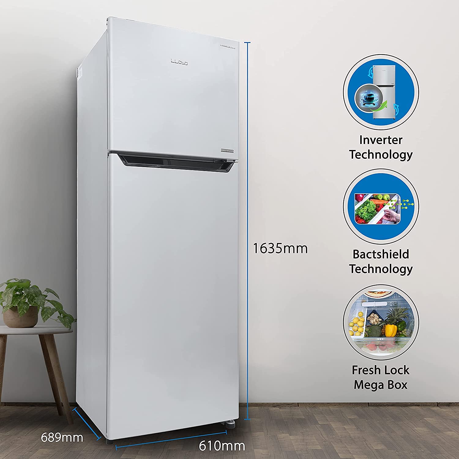 Lloyd Havells 310L 3 Star Refrigerator GLFF313AHGT1PB Hairline Grey