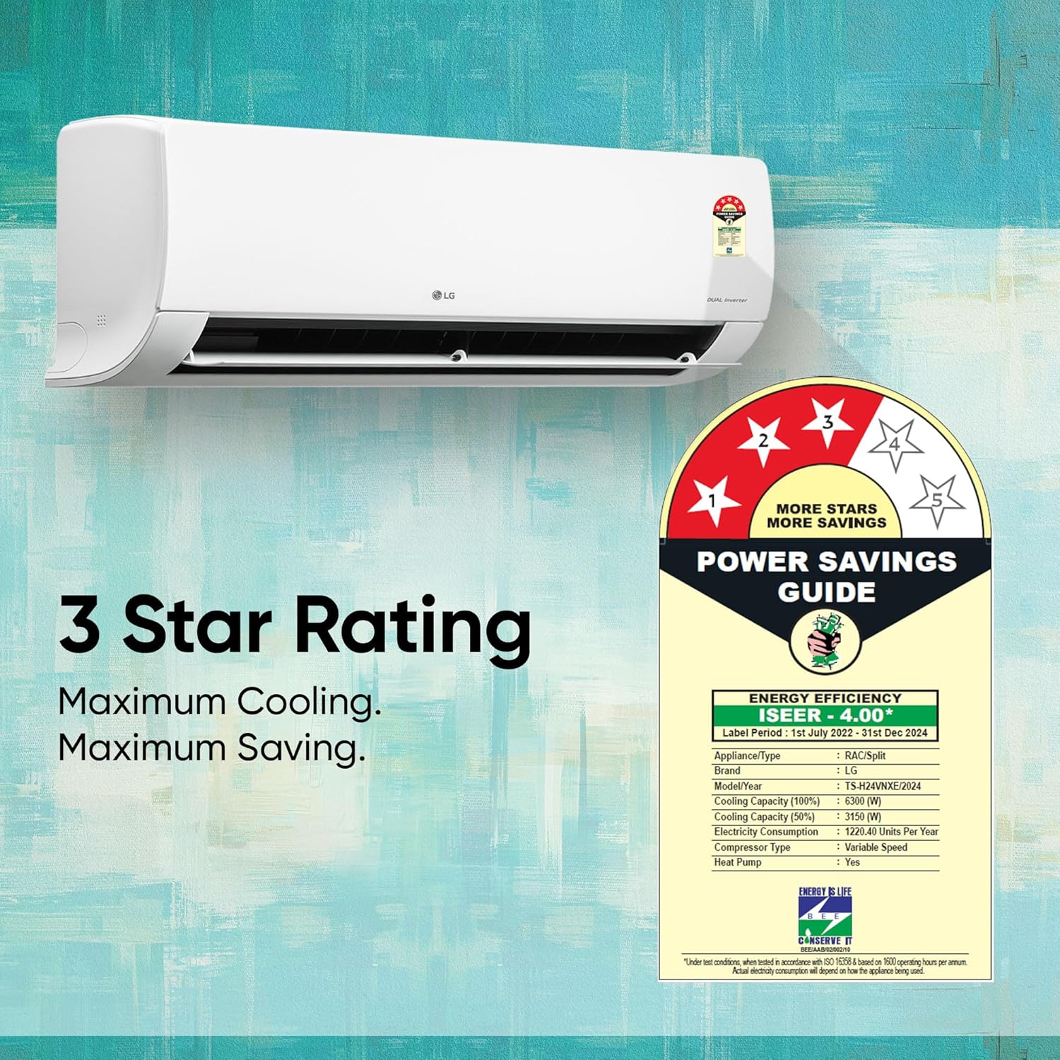 LG 2.0T 3 Star Hot & Cold DUAL Inverter Split AC (Copper, Super Convertible 5-in-1 Cooling, 4 Way Swing & HD Filter, TS-H24VNXE)
