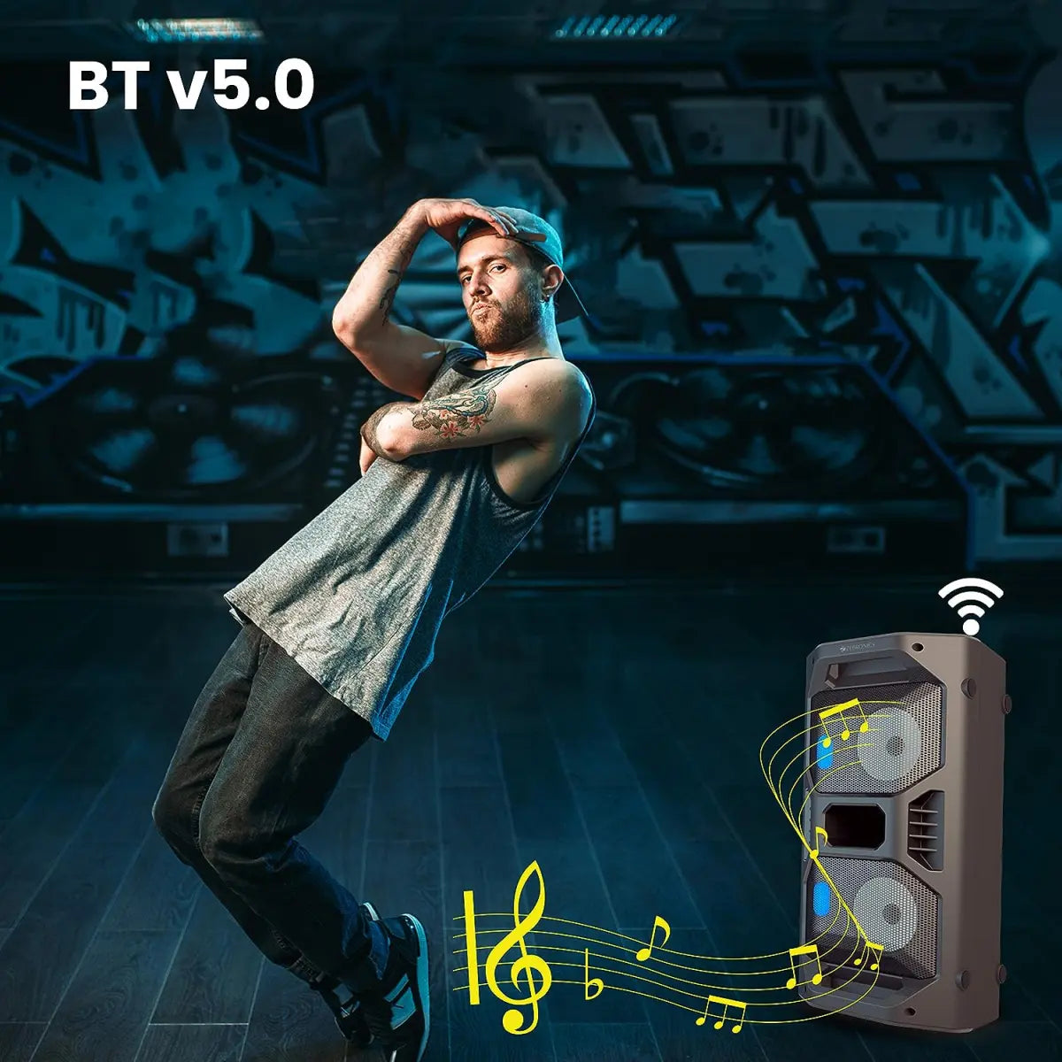 Zebronics Zeb-Space Deck PRO Wireless Bluetooth 40W Boombox Party Portable Speaker Supporting LED Display, RGB Lights, USB, SD Card, AUX, MIC in, FM, TWS & Comes with Wireless MIC + Remote Control.