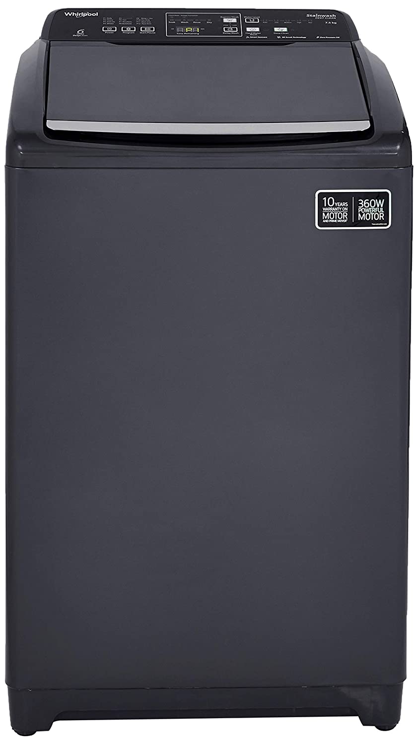 Whirlpool 7.5 Kg Fully-Automatic Top Loading Washing Machine (Stainwash Deep Clean (N) 10 YMW, Grey, Inbuilt)