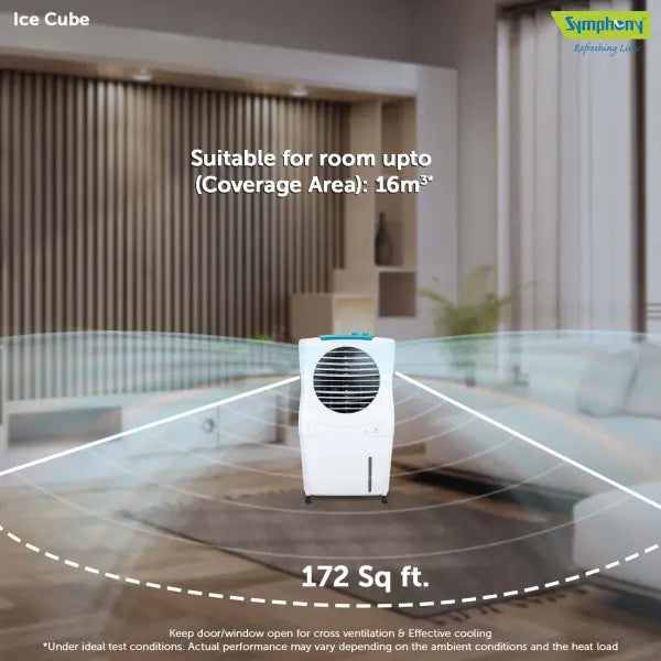 Symphony Ice Cube 27 Personal Room Air Cooler 27-litres with Powerful Fan, 3-Side Honeycomb Pads, Multistage Air Purification & Low Power Consumption (White)