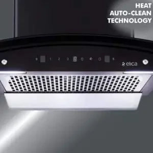 Elica 90 cm 1200 m3/hr Filterless Auto Clean Chimney (WDFL 906 HAC MS NERO, Touch + Motion Sensor Control, Black)