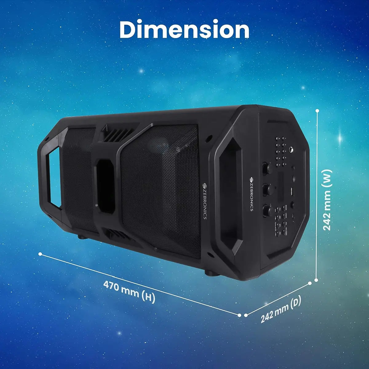 Zebronics Zeb-Space Deck PRO Wireless Bluetooth 40W Boombox Party Portable Speaker Supporting LED Display, RGB Lights, USB, SD Card, AUX, MIC in, FM, TWS & Comes with Wireless MIC + Remote Control.
