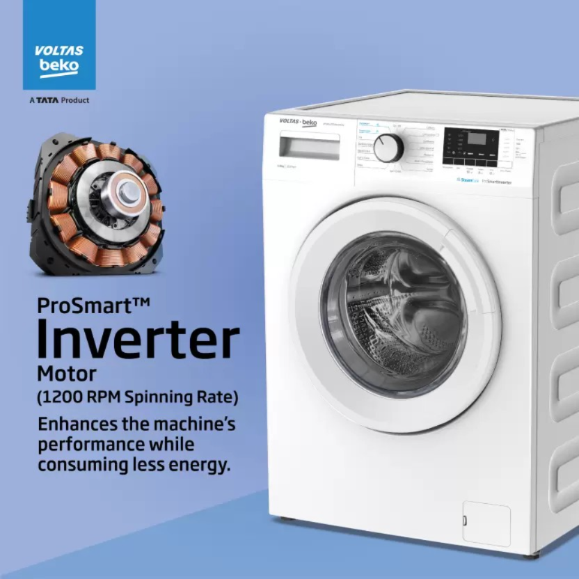 Voltas Beko by A Tata Product 8 kg 5 star Fully Automatic Front Load Washing Machine with In-built Heater White (WFL8012B7JVBKA/WXV)