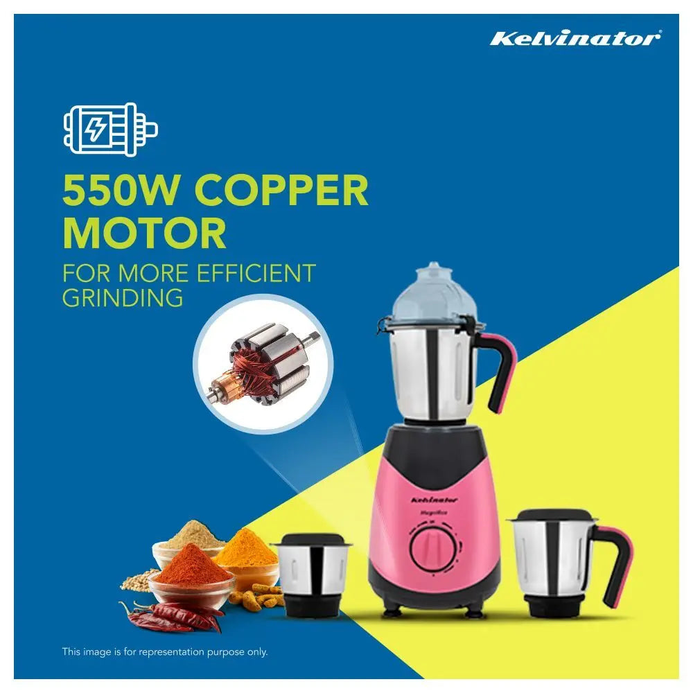 Kelvinator Magnifico455 Mixer Grinder KMG00455 3 Jars Stainless Steel