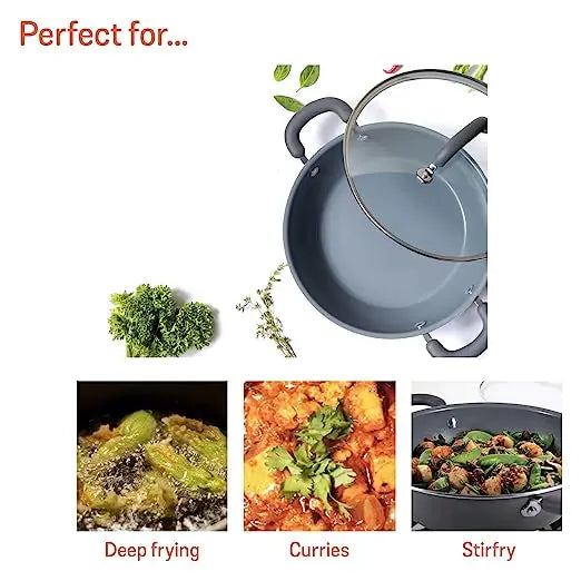 Meyer Anzen Ceramic Coated Aluminum Covered Kadai Induction Base 11811 20cm Grey