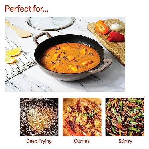 Meyer Enamel Cast Iron Kadai (Induction Base) 48603 26cm Grey