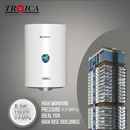 Havells Troica 35-Litre Vertical Storage Water Heater 4 star (Geyser) White