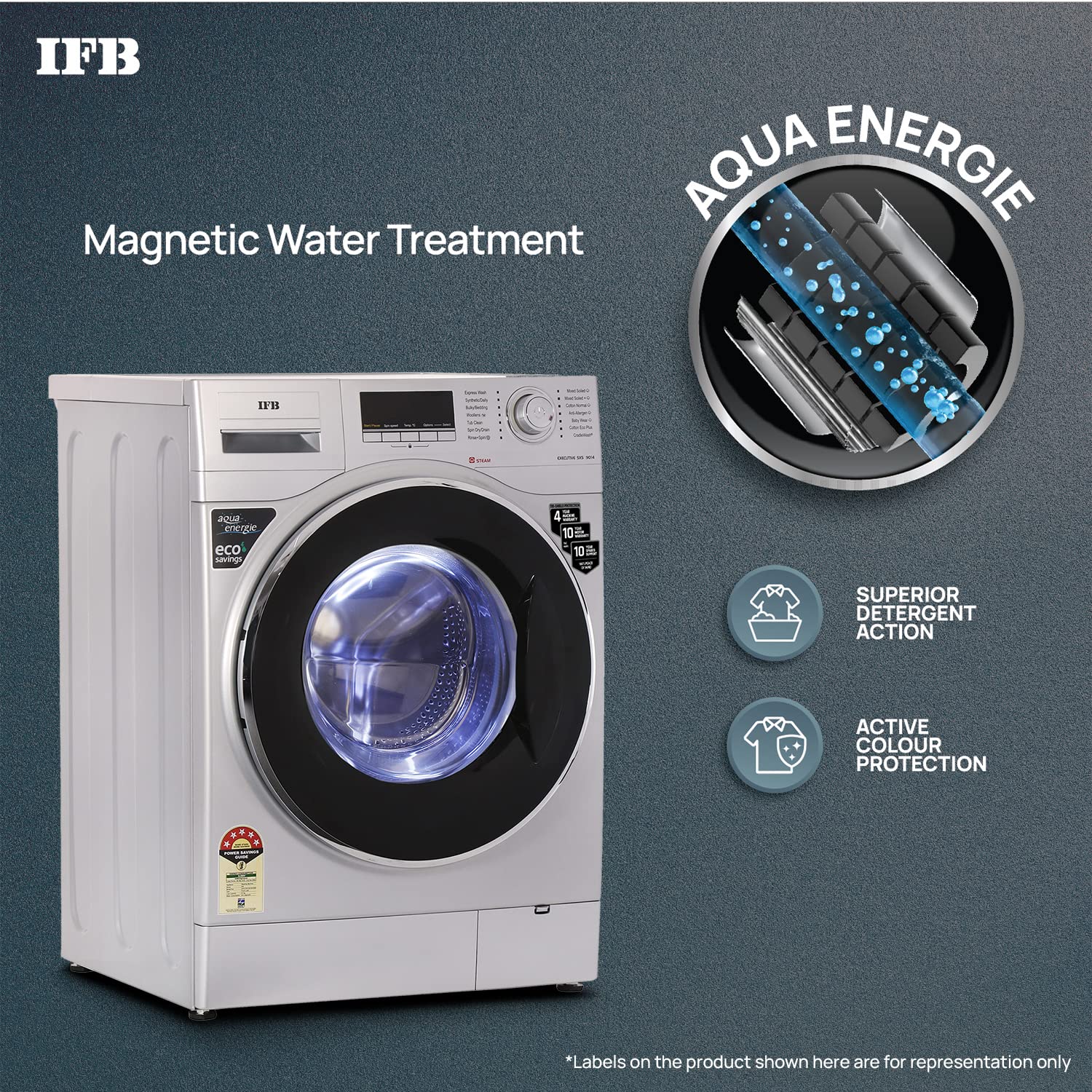IFB 9 Kg 5 Star Front Load Washing Machine 2X Power Steam (EXECUTIVE SXS 9014, Silver, In-built Heater, 4 years Comprehensive Warranty)
