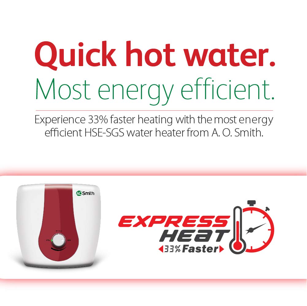 AO Smith SGS-PLUS-10 Litre Vertical Geyser White 5 Star