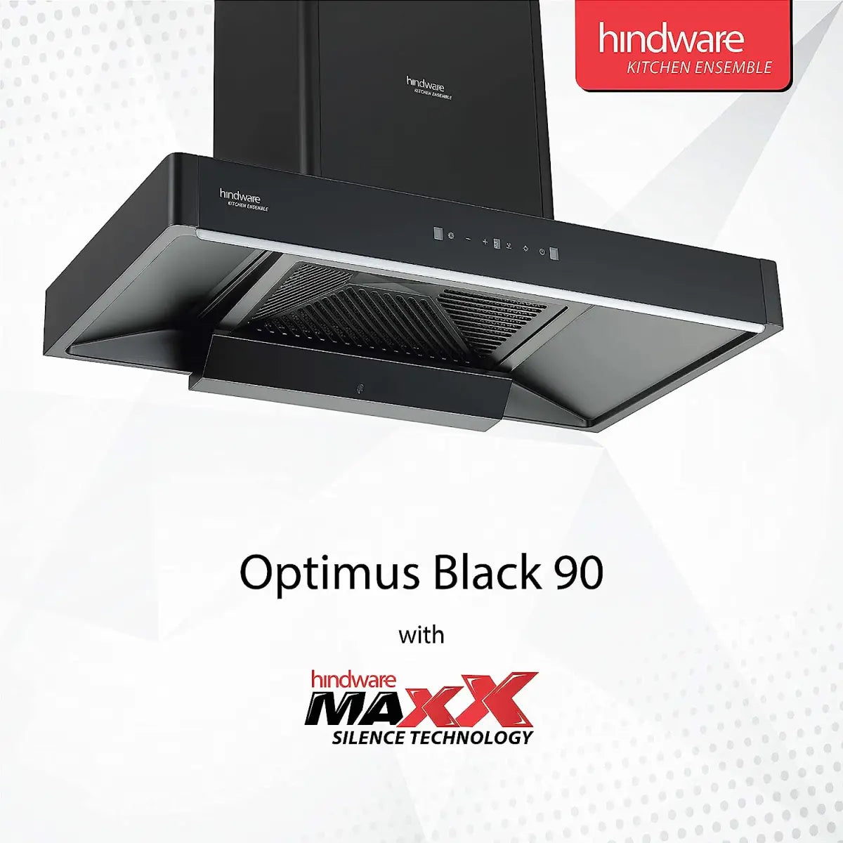 Hindware ChimneyOptimus Black 90 cm Auto Clean