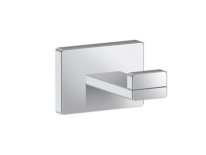 kohler K-25072IN-CP Square single robe hook in polished chrome