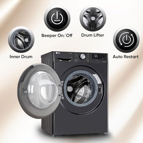 LG 11 Kg (Wash) / 7 Kg (Dry), AI Direct Drive Technology, Steam+ & Wi-Fi Front Load Fully Automatic Washer Dryer (FHD1107STB, Intelligent & Convenient Fabric Care, Wrinkle Care, Black Steel)