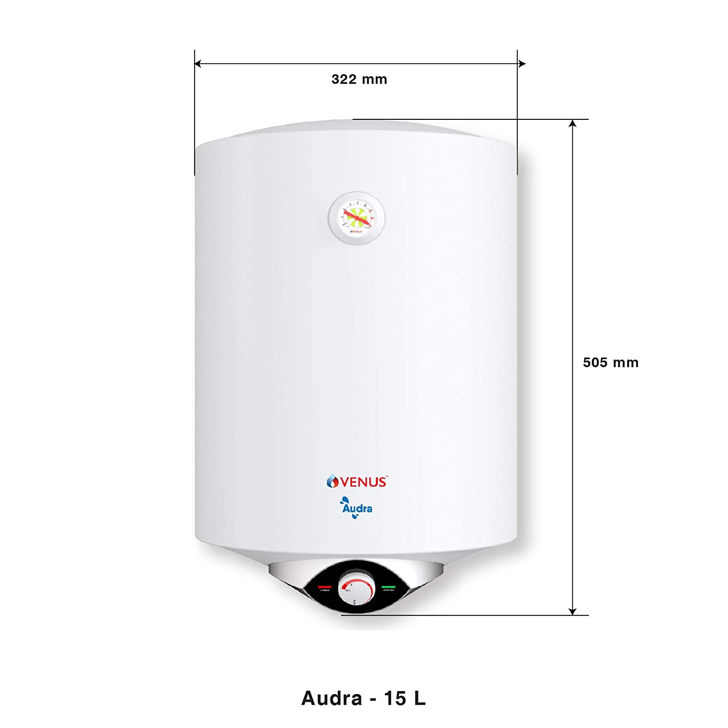 VENUS Audra 15AV 15-Litre (White) Water Heater,Porcelain Enamelled Glass Lined Tank, BEE Star Rating - 5 Stars:ISI, Free Flexible Hose