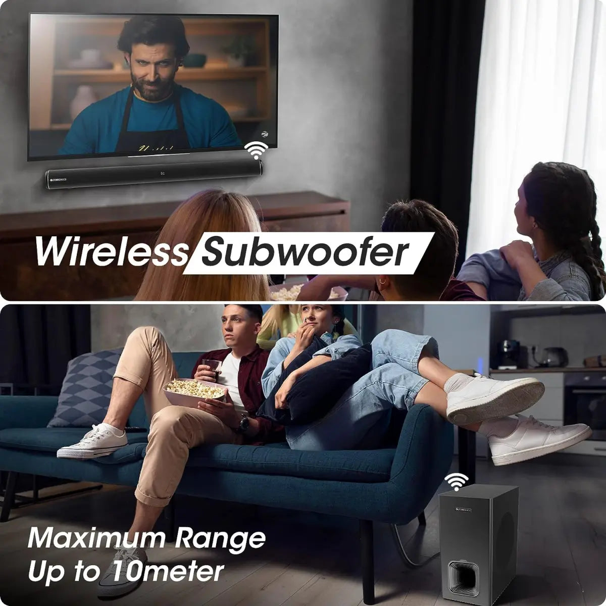 ZEBRONICS Juke Bar 6001 DWS Pro 160W 2.1 Channel Bluetooth Soundbar with Wireless Subwoofer, HDMI (ARC), Optical Input, Bluetooth/USB/AUX, Remote Control