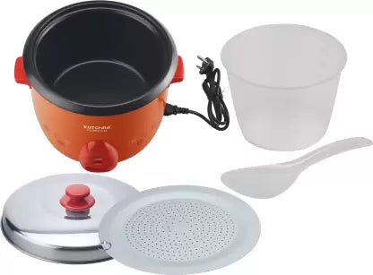 Kutchina Flora Rice Cooker 2.2L Non Stick Electric Rice Cooker with Steaming Feature Orange