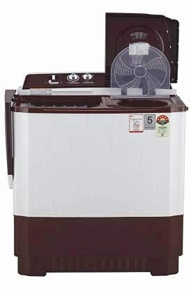 LG P1040SRAZ Wash 10Kg and Spin 6.5Kg, 5 Star, Rust Free Body, Roller Jet Pulsator, Wind Jet Dry, Color: Burgundy