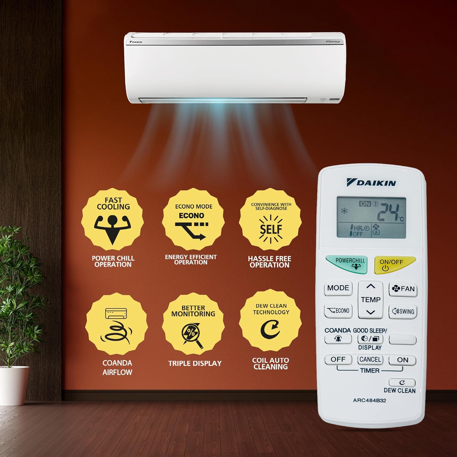 Daikin 1.5T 5 Star Inverter Split AC (Copper, PM 2.5, FTKU50UV16VF) - Efficient Cooling for Cleaner Air