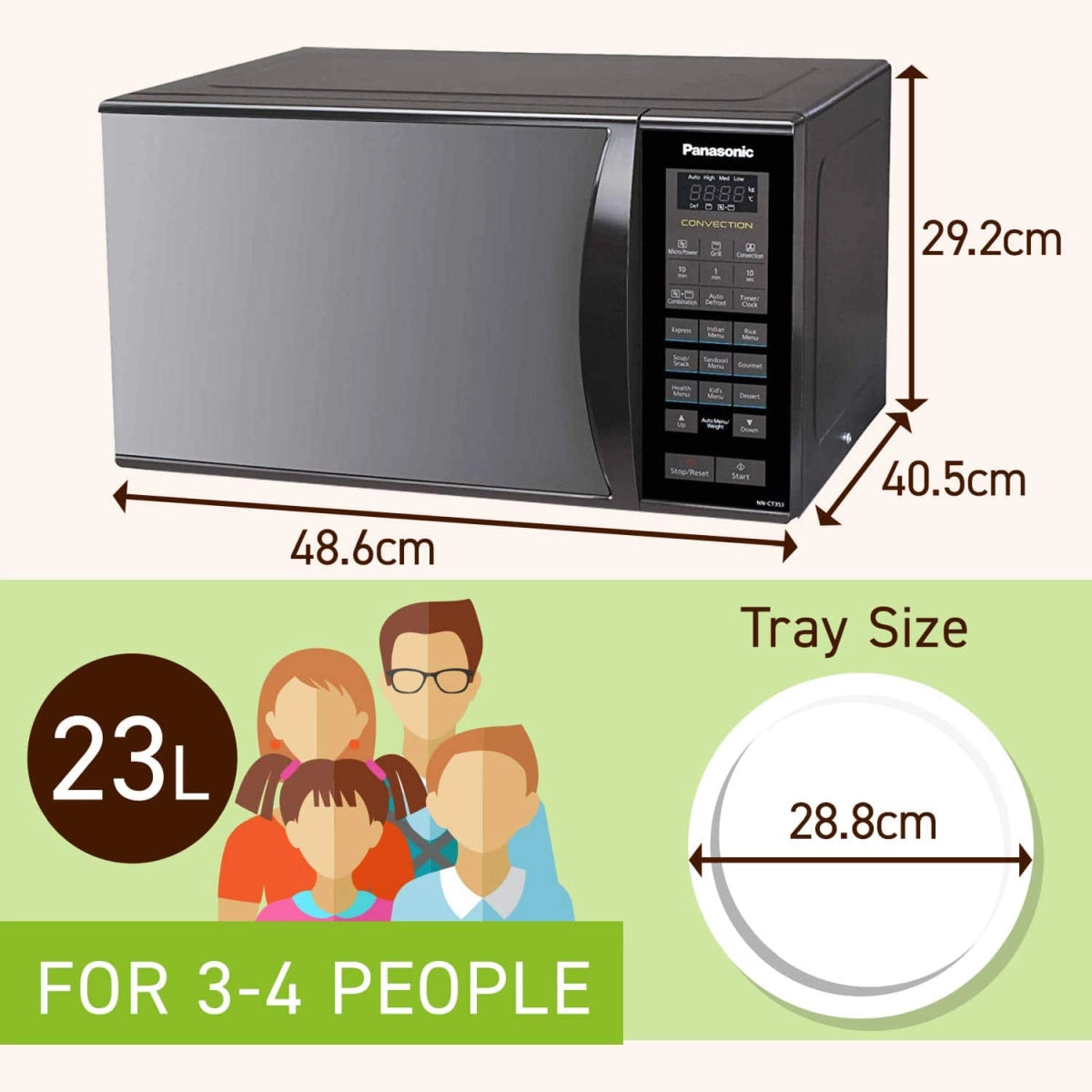 Panasonic 23 L Convection Microwave Oven - NN-CT353BFDG
