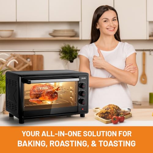 Glen Digital Oven Toaster Griller (OTG) - 25 Litres with Convection, Motorized Rotisserie 1700W - Black -SA5025RC