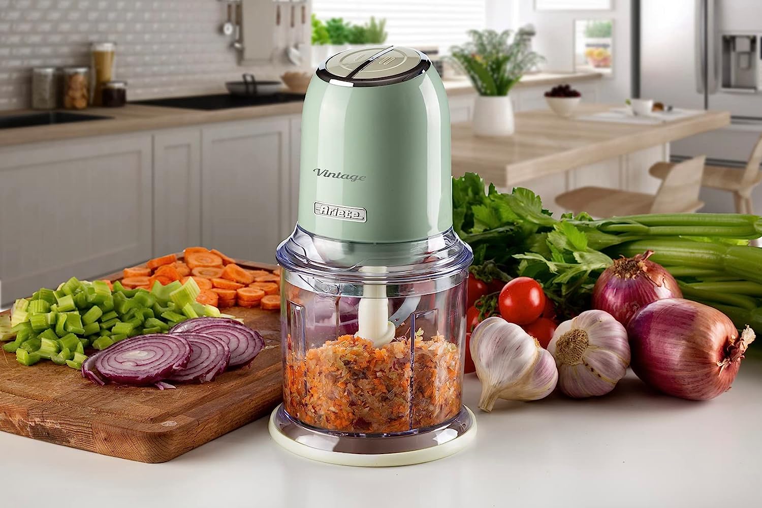 Ariete 438, Vintage chopper, ice crusher, 2 speeds, 4 stainless steel blades, 600 ml, 400 W, Green