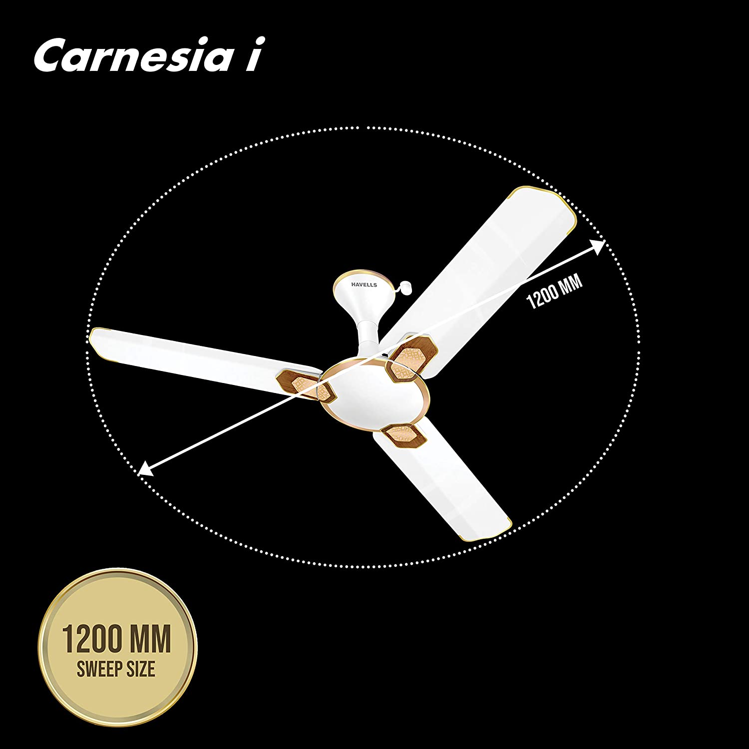 Havells Car-ne-sia i 1200mm Ceiling Fan (White Gold)