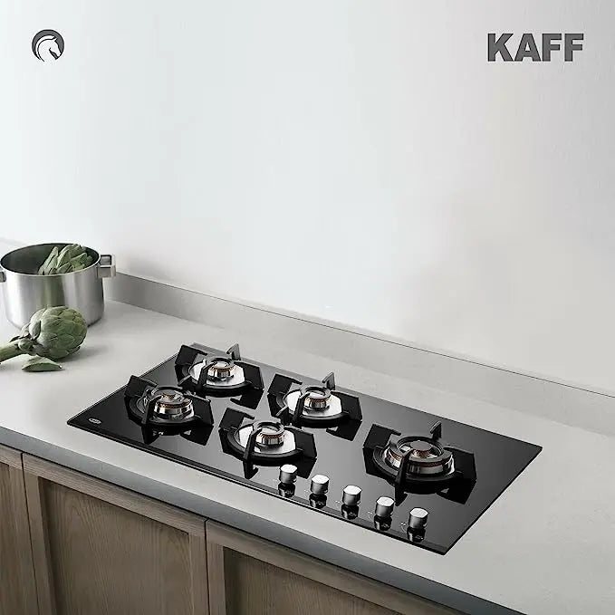Kaff KH 86 BR 53 | Powerful Brass Burners | Auto Ignition | Cast Iron Grills | Metal Knobs | Built in Hob