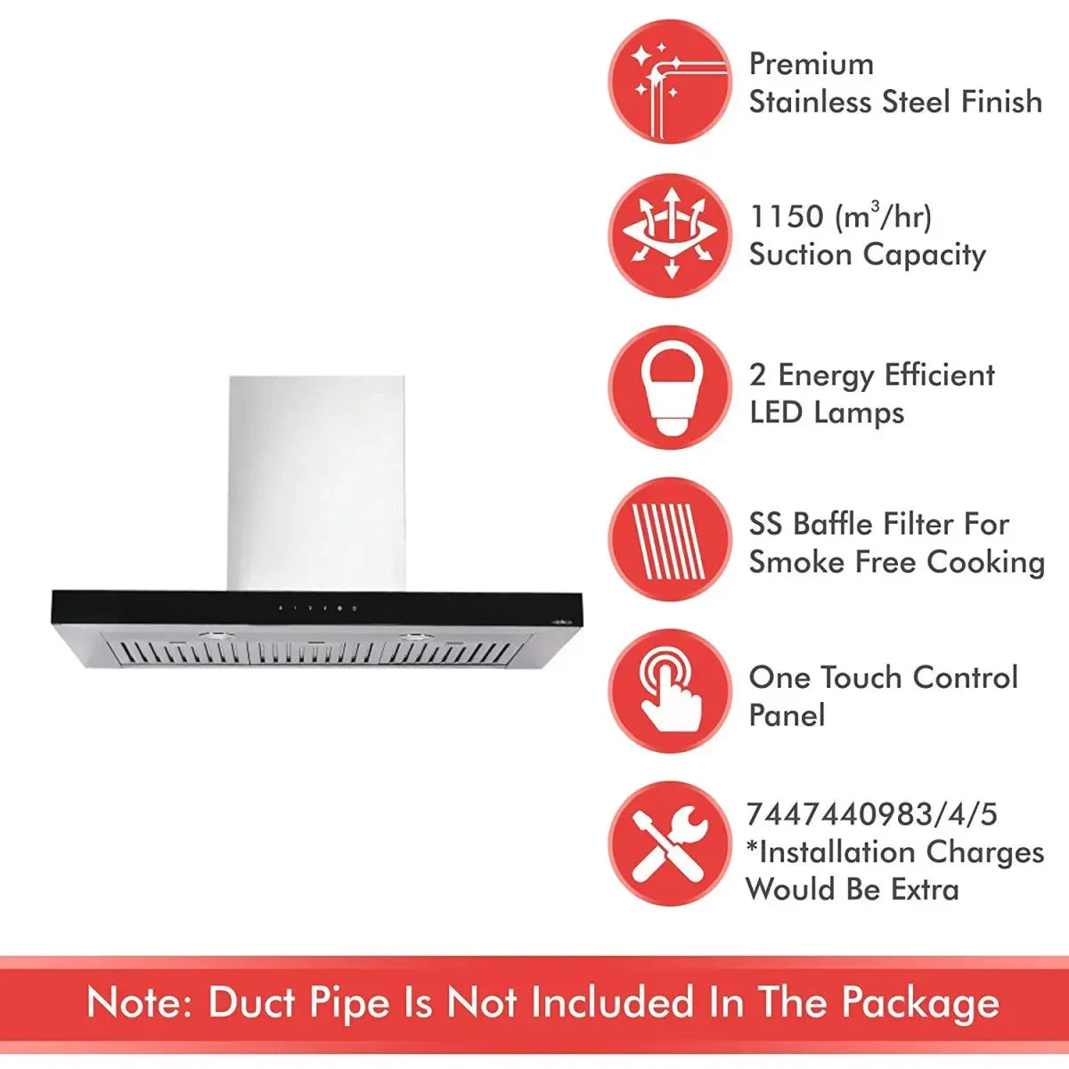 ELICA Spot Ltw 90 Slim Tc3V Power Plus Led Chimney white