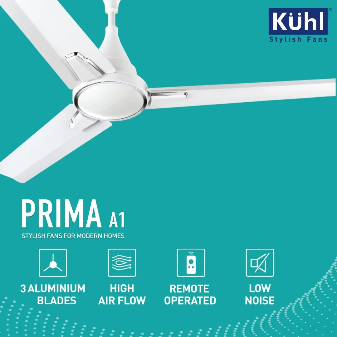 KUHL Prima A1 Stylish BLDC Fan Aerodynamic Blades White