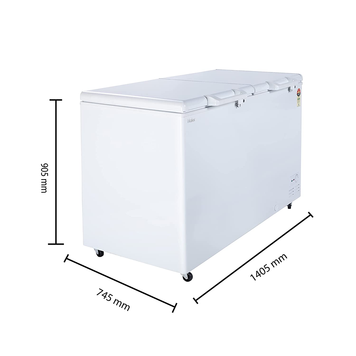 Haier HFC-500DM5-5 star rating double door hard top model, Convertible with Inside metal liner, White