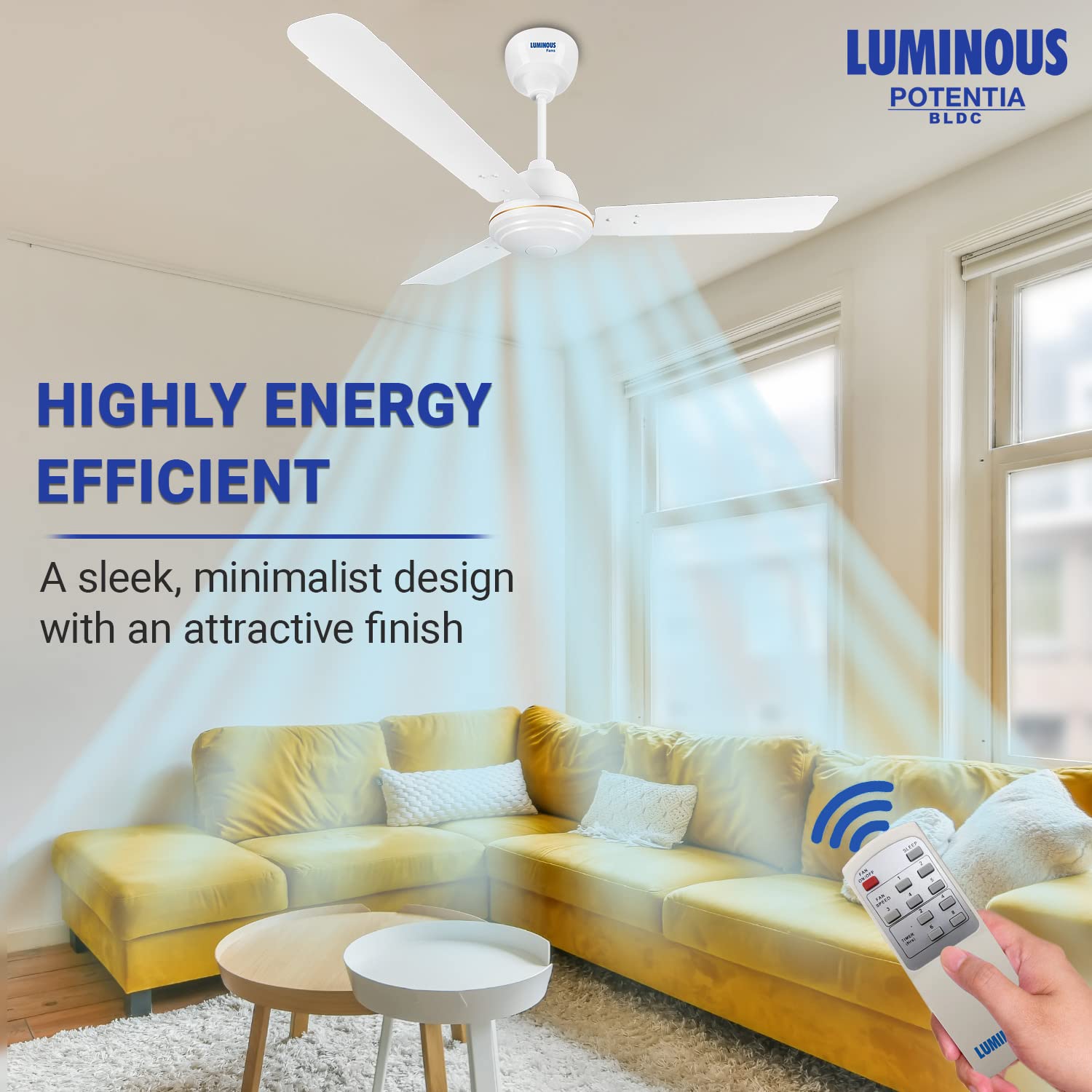 Luminous Potentia 1200mm 35W BLDC Ceiling Fan White