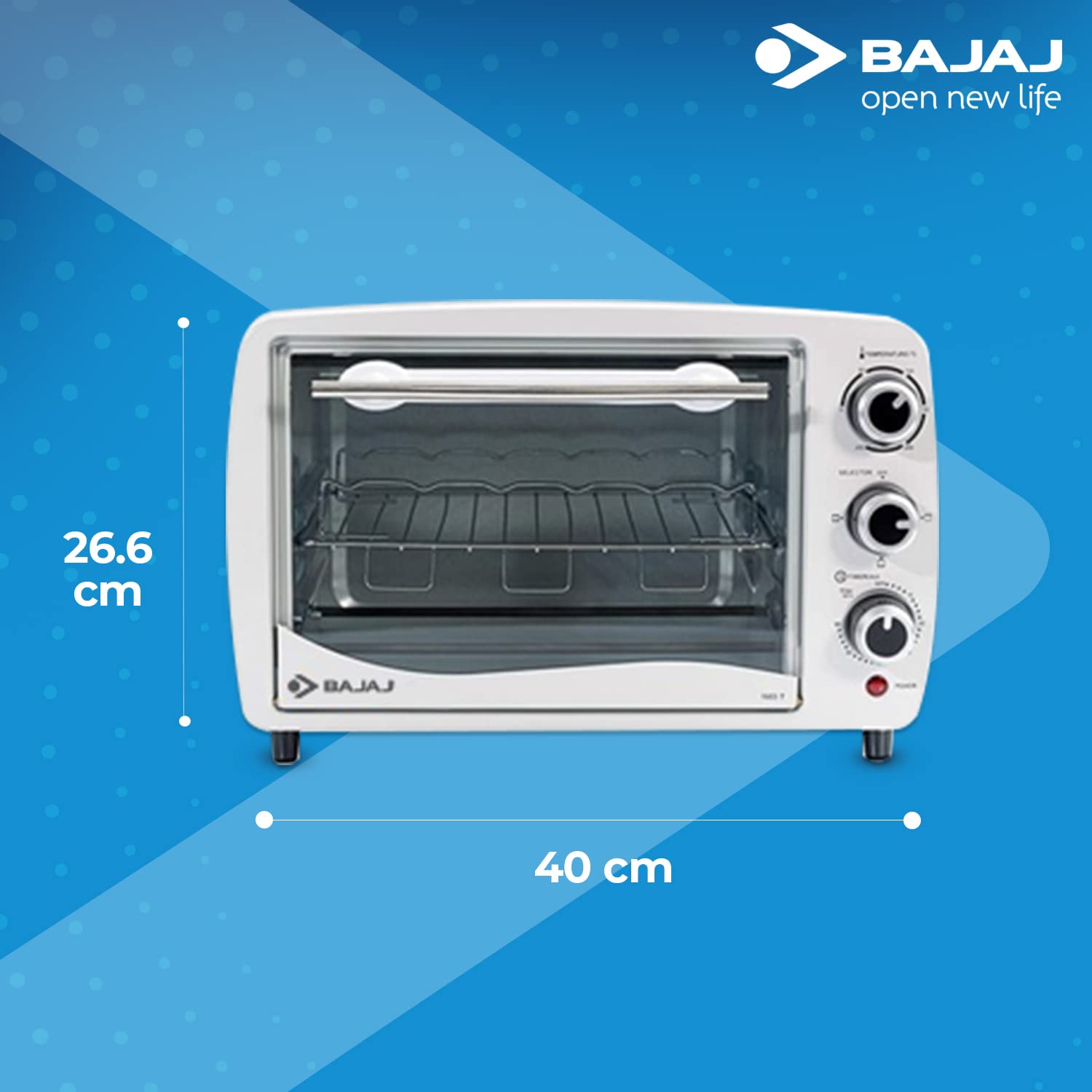 Bajaj 1603T 16 Litres Oven Toaster Grill (16L OTG) With Baking & Grilling Accessories| Oven For Kitchen With Transparent Glass Door| 2 Year Warranty by Bajaj| White